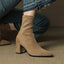 Sleek Pointed Toe Block Heel Ankle Boots for Women