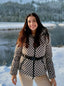 Women’s Belted Patterned Puffer Jacket