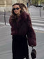 Women’s Cropped Chic Plush Burgundy Jacket