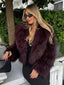 Women’s Cropped Chic Plush Burgundy Jacket