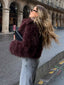 Women’s Cropped Chic Plush Burgundy Jacket