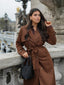 Women’s Long Brown Belted Trench Coat