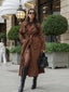Women’s Long Brown Belted Trench Coat