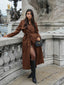 Women’s Long Brown Belted Trench Coat