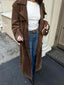 Women’s Long Brown Belted Trench Coat