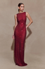 Women’s Sequin Boat Neck Sleeveless Bodycon Formal Evening Gown Maxi Dress