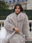 Women’s Soft Faux Fur Jacket with Wide Collar