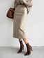 Women’s Beige High Waisted Pencil Midi Skirt