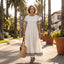 Women's Beige Short Sleeve Maxi Dress