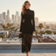 Women’s Black Floral Lace Long Sleeve Maxi Dress