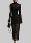 Women’s Black Floral Lace Long Sleeve Maxi Dress
