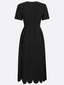 Women’s Black Scalloped Neckline Midi Dress