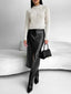 Women’s Black Sleek High Waisted Slit Midi Skirt