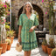 Women's Boho Paisley Print V-Neck Mini Dress