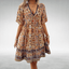 Women's Boho Paisley Print V-Neck Mini Dress