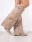 Women’s Elegant Buckle Knee High Suede Boots