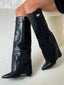 Women’s Elegant Buckle Knee High Suede Boots