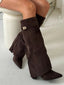 Women’s Elegant Buckle Knee High Suede Boots