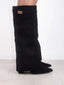Women’s Elegant Buckle Knee High Suede Boots