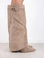 Women’s Elegant Buckle Knee High Suede Boots