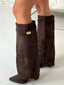 Women’s Elegant Buckle Knee High Suede Boots