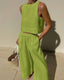 Women’s Casual Cotton Top and Pants Set