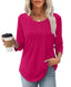 Women’s Casual Long Sleeve Pleated Tunic Top