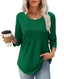 Women’s Casual Long Sleeve Pleated Tunic Top