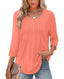 Women’s Casual Long Sleeve Pleated Tunic Top