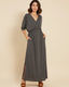 Women's V-Neck Wrap Maxi Dress