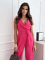 Women’s Casual Sleeveless V-Neck Wrap Jumpsuit