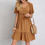 Women's V-Neck Ruffle Hem Babydoll Dress