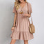 Women's V-Neck Ruffle Hem Babydoll Dress