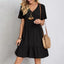 Women's V-Neck Ruffle Hem Babydoll Dress