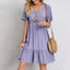 Women's V-Neck Ruffle Hem Babydoll Dress