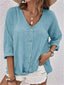 Women's V-Neck Oversized 3/4 Sleeve Blouse