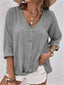 Women's V-Neck Oversized 3/4 Sleeve Blouse