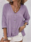 Women's V-Neck Oversized 3/4 Sleeve Blouse