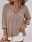 Women's V-Neck Oversized 3/4 Sleeve Blouse