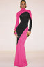 Women’s Chic Colorblock Turtle Neck Maxi Dress