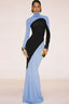 Women’s Chic Colorblock Turtle Neck Maxi Dress