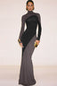 Women’s Chic Colorblock Turtle Neck Maxi Dress