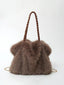 Women’s Chic Faux Fur Shoulder Tote Bag