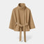 Women’s Chic High Neck Belted Cape Jacket