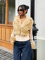 Women’s Chic Cropped Faux Fur Collar Jacket