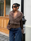 Women’s Chic Cropped Faux Fur Collar Jacket