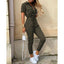 Women’s Chic Short Sleeve Tie-Waist Jumpsuit