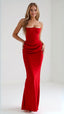 Women's Strapless Corset Ruched Bodycon Evening Maxi Dress