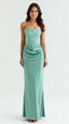Women's Strapless Corset Ruched Bodycon Evening Maxi Dress