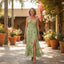 Women’s Corset Style Floral Front Slit Maxi Dress